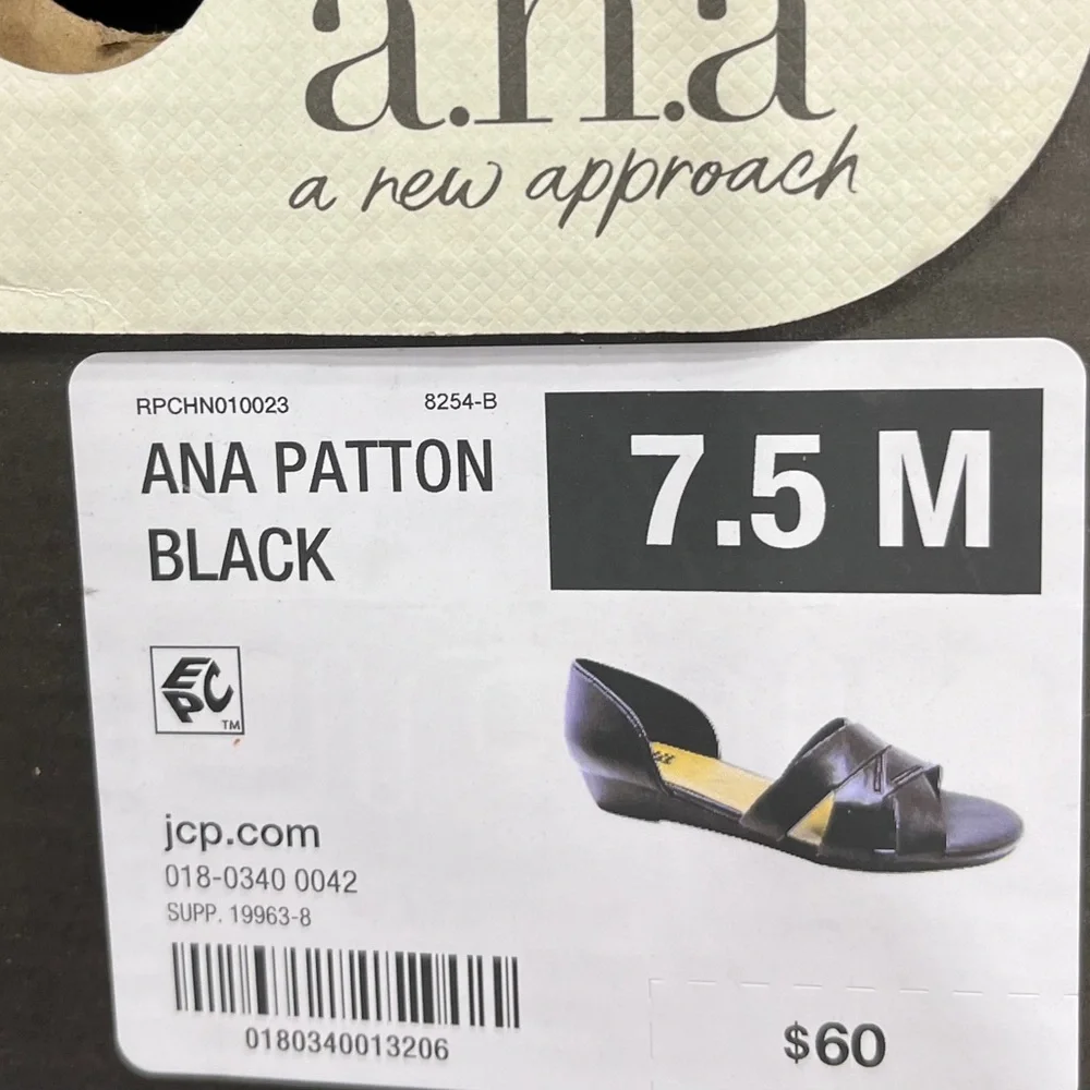 a.n.a Womens Patton Wedge Sandals. Size: 7.5 Color:‎ Black